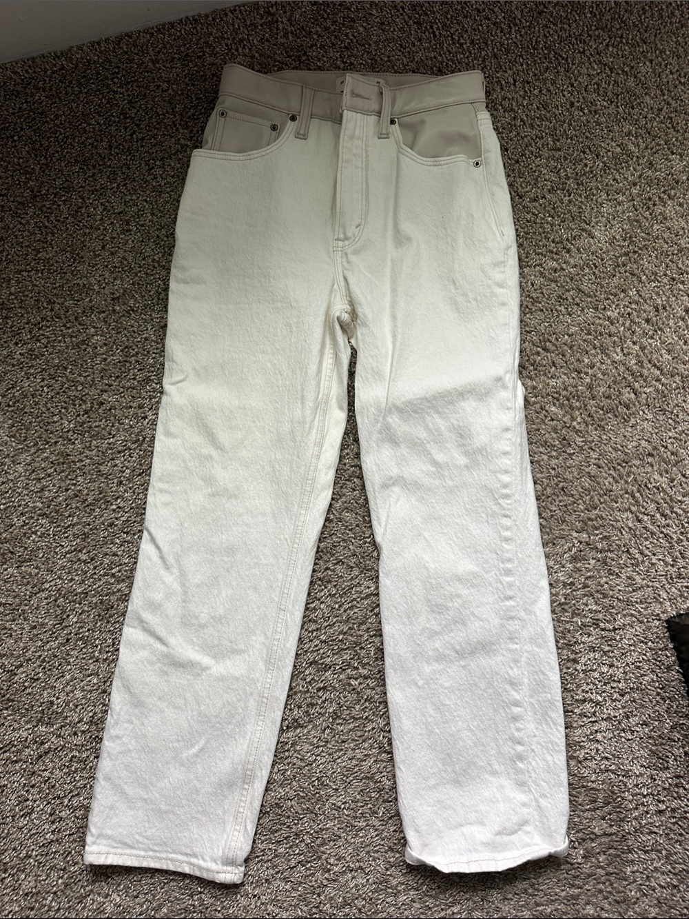 Abercrombie & Fitch Cream High-Rise Straight Jeans